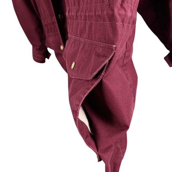 Vintage 90s Eddie Bauer Wool Lined Chore Coat Utility Parka Maroon Red Large EUC - Picture 8 of 16